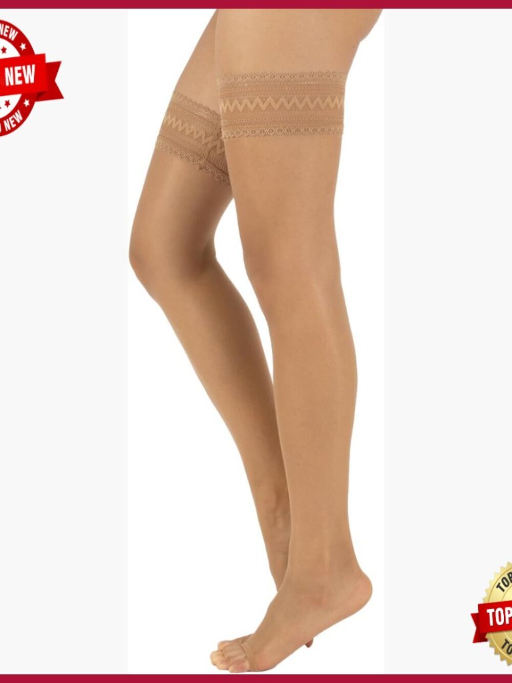Open Toe Hold Ups, Sheer Toeless Stockings - S-M, L-XL, Black, Natural
